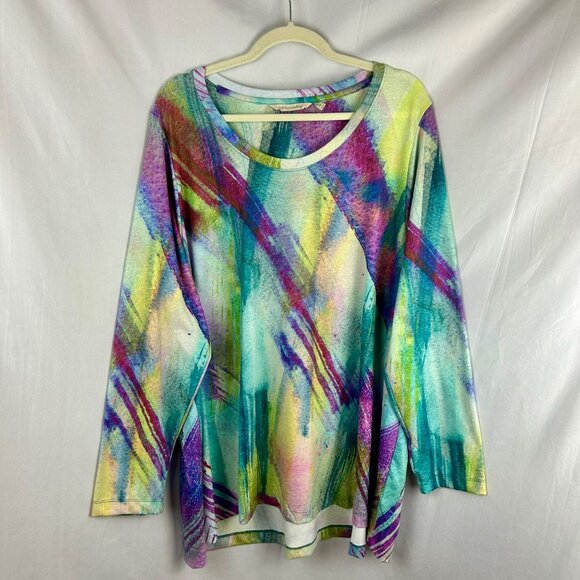 Soft Surroundings Dale Abstract Watercolor Tunic Shirt Women Plus 3X Purple - Picture 3 of 8